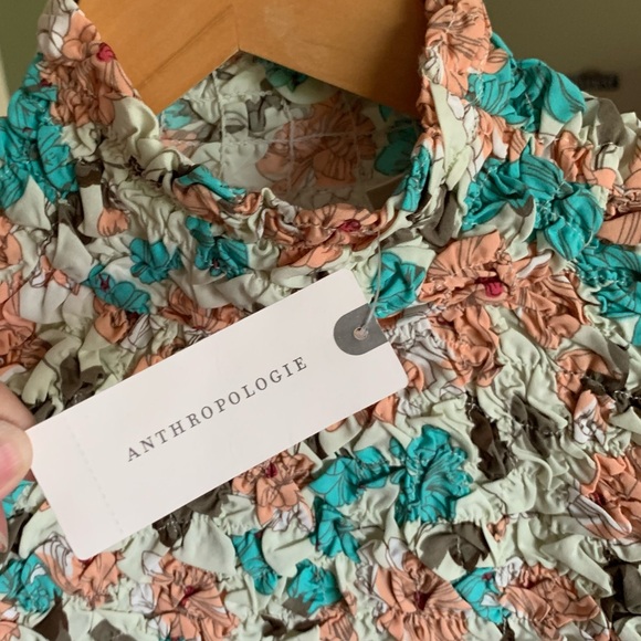 Anthropologie Dolan Stretchy Scrunch Floral Blouse Top NWT Size Small - Picture 5 of 7